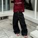 Men's Clothing High Street Style Curved Long Button Scimitar Jeans For Men, Summer Loose American Clean Fit Wide Leg Floor Length Trousers Trendy_mkmklike.com