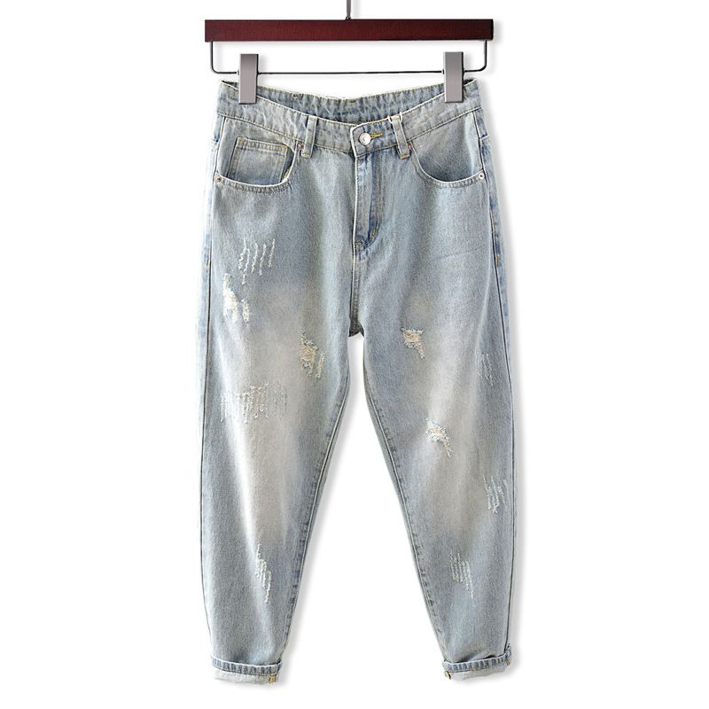 Men's Style Tapered Light Blue Jeans - Relaxed Fit Straight Leg Casual Pants For Spring & Fall_mkmklike.com