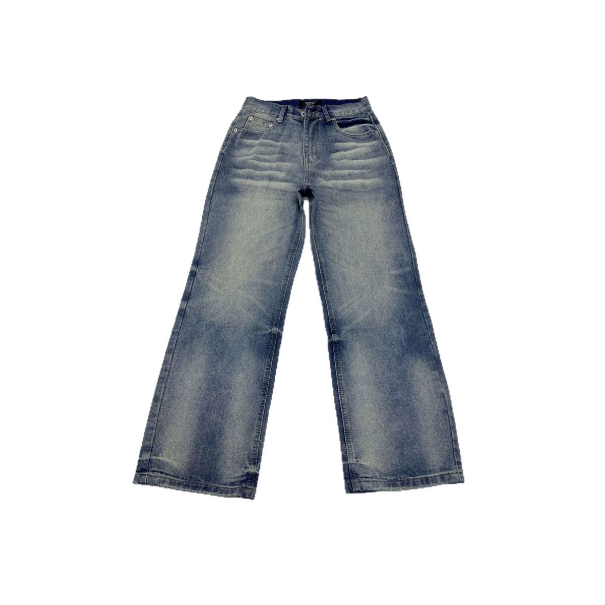 Men's Heavyweight American Streetwear Denim Jeans – A-Line Washed Blue Straight-Leg Relaxed Fit For Clean Aesthetic (S/M/L/XL)_mkmklike.com