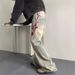 American Vintage Embroidered Jeans, European And American Hip-hop Street-bursting Pants, Men's High-end Design Straight Leg Slightly Flared Pants_mkmklike.com
