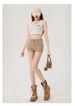Large Size Spice Girl High Waist Double Button Hip Denim Shorts Women's 2026 Summer New Khaki Skinny Hip Hot Pants_mkmklike.com