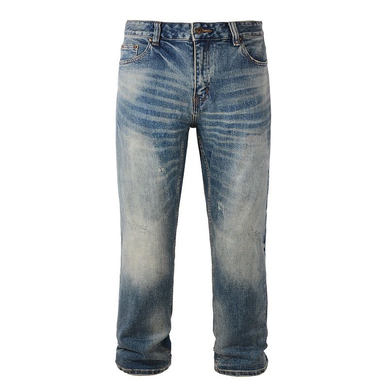 Premium Relaxed Fit Men's Jeans - Straight Leg Comfortable Denim Pants For Casual Wear (Sizes 30-46, Light Blue, Stretch Cotton)_mkmklike.com