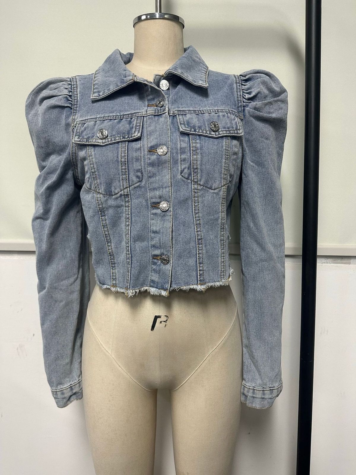 K Women's Fashion Denim Short Jacket With Stand-up Collar_mkmklike.com