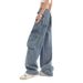 American Hip-Hop Style Women's Cargo Jeans, New Fall/Winter 2022, High-Waisted, Straight-Leg, Loose, Slimming, Wide-Leg_mkmklike.com