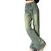 Women's Clothing Vintage Washed Wide-Leg Jeans – High-Waisted Distressed Denim Pants For Women (S-2XL)_mkmklike.com