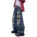 Men's Street Style Hip Hop Ripped Jeans Trendy Brand Washed Loose Casual Straight Leg Oversize Wide Leg Pants_mkmklike.com