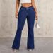 Women's Clothing Fashion All Match Slim Women's Stretchy Flared Denim Jeans - Low Rise Sexy Mid-Waist Bell Bottoms Casual Office Wear (Blue, S/M/L/XL)_mkmklike.com