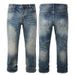 Men's Plus Size Straight Leg Jeans - Comfortable Cotton Stretch Denim Pants For Big & Tall, Classic Blue Wash, Mid Rise, Zip Fly (Sizes 30-46)_mkmklike.com