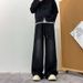 Men's Trendy High Street Workwear Jeans Drawstring Elastic Waist Loose Wide Leg Floor Length Pants Blue Spring Summer_mkmklike.com