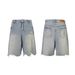 Men's Clothing National Trend High Street Washed Distressed Rhinestone Worn Denim Shorts Unisex Loose Wide Leg Straight Trousers_mkmklike.com