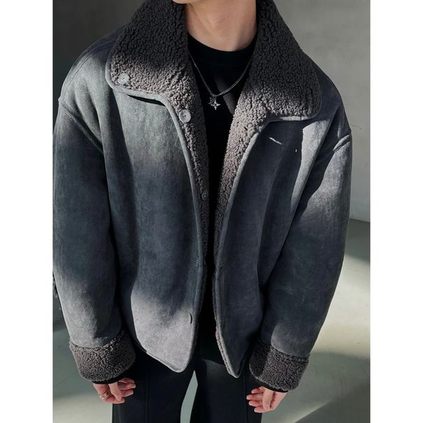 2024 Autumn Winter New Fashion Trend Thickened Fleece Solid Color Men's Versatile Couple Matching Loose Fit_mkmklike.com