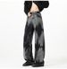 Washed And Old Casual Pants Cleanfit Black Tie-dye Jeans Men's Spring And Autumn Ruffian Handsome High-end Pants_mkmklike.com