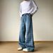Men's Clothing Retro Wide Leg Flared Jeans For Men Blue Plaid Straight Leg Loose Fit Drape Scimitar Cut Long Pants For Teenagers_mkmklike.com
