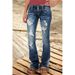 Women's Low-Rise Distressed Button-Fly Jeans | Vintage Washed Denim | Relaxed Fit & Stylish Ripped Details_mkmklike.com