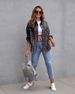 K New Solid Color Mid Length Long Sleeved Denim Jacket With Holes, European And American Style Jacket For Women_mkmklike.com