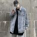 Loom European And American High Street Style Retro Washed Distressed Loose Denim Jacket Unisex Solid Color Simple Versatile_mkmklike.com