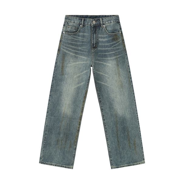EF JEANS | 2024 New European And American Retro Washed Pattern Old Straight Washed Loose Wide-leg Pants Jeans_mkmklike.com