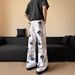 Palm Print Slightly Pulled Jeans Men's Summer New American Fried Street Hip Hop Loose And Thin Long Pants_mkmklike.com
