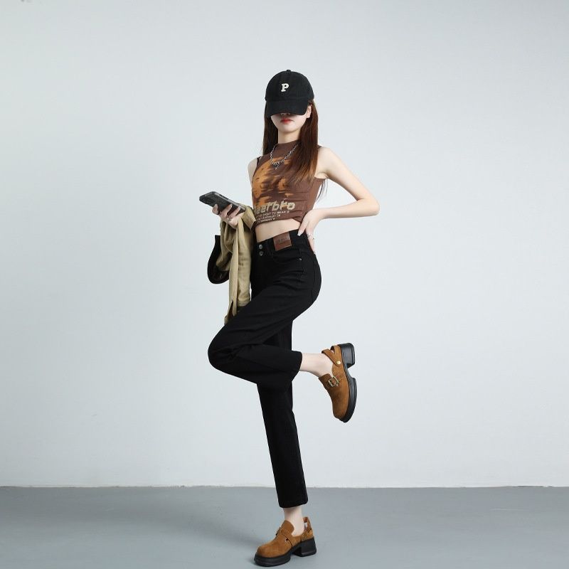 New Autumn And Winter Fleece-lined Women's Jeans, High-waisted, Slim-fit, Flattering For Petite Figures, Popular_mkmklike.com