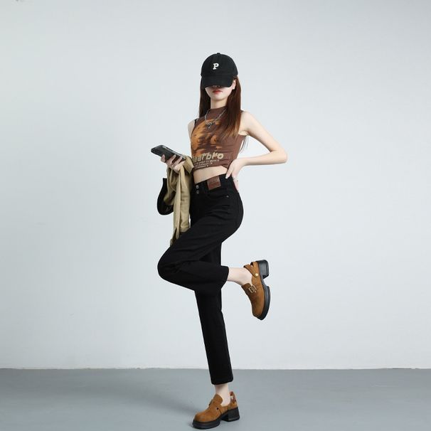 New Autumn And Winter Fleece-lined Women's Jeans, High-waisted, Slim-fit, Flattering For Petite Figures, Popular_mkmklike.com