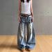 Men's Clothing High Street Old Washed Scimitar Jeans New Style Niche High Waist Straight Floor Length Wide Leg Pants_mkmklike.com
