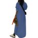 ELLE ELLE 2024 In Stock New Spring Denim Solid Color Elegant Commuter Bohemian Loose Plus Size Long Dress_mkmklike.com