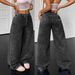 Vintage High-Waisted Jeans – 90s Retro Straight Leg (Black, Non-Stretch Cotton, Unisex Fit S-XL, Washed & Embroidered Detail)_mkmklike.com