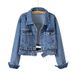 K Explosive Street Denim Jacket Women's New Vintage High Waist Unique Denim Short Jacket Top_mkmklike.com