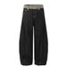 American Style Washed Scimitar Plush Patchwork Jeans Men's High Street Trendy Design Wide Leg Long Pants_mkmklike.com