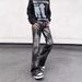 2026 High Street American Tie-dye Graffiti Design Sense Jeans Men's Loose Micro-horn Vibe Niche Pants_mkmklike.com