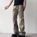 Distressed Cleanfit Digital Print Flared Jeans For Men & Women - Vintage Stitch Detail Slim Straight Leg Denim Pants_mkmklike.com