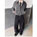 Unisex Black Raw Denim Curved Silhouette Jeans Button down American Style Loose Wide Leg Trendy Long Pants Versatile_mkmklike.com