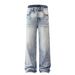 American Style Washed Vintage White Jeans Men's Trendy Loose Straight Pants Versatile Wide-Leg Floor-Length Trousers_mkmklike.com