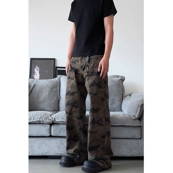 American High Street Hip-Hop Camouflage Cargo Pants Unisex Trendy Loose Casual Versatile Slimming Straight-Leg Jeans_mkmklike.com