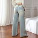 Women's Clothing High-Waisted Flare Jeans With Bow Detail - Comfortable Cotton Stretch Denim Pants For Casual & Streetwear (S/M/L/XL/2XL)_mkmklike.com