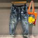Men's Clothing Workwear Jeans Loose Retro High Street Straight Leg Pants Multiple Pockets Vintage Washed Denim Comfortable Stretch Casual Streetwear_mkmklike.com