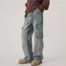 Utility Cargo Jeans – Vintage Washed Denim Pants With Multi-Pockets (Blue, S-3XL)_mkmklike.com