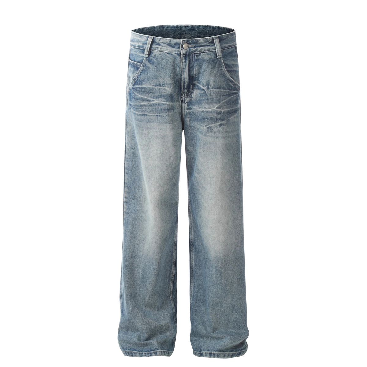 Men's Vintage Washed Jeans – Relaxed Straight Fit Denim Pants With Classic Five-Pocket Design (S-XXXL)_mkmklike.com