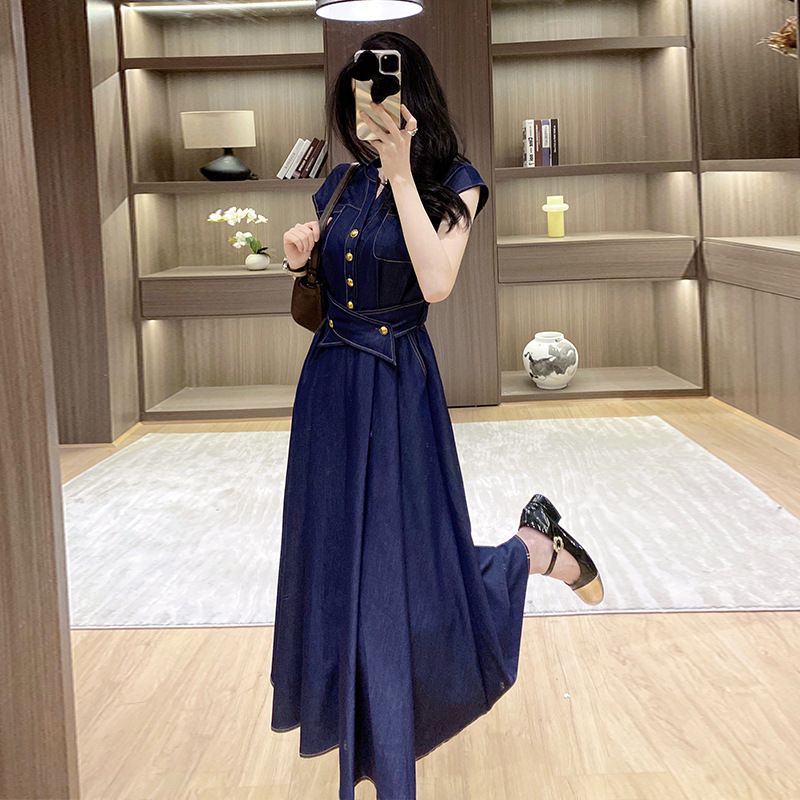 Thirteen Elements Quality Tencel Cowboy Dress, Women's 2025 Summer New Collection, Waist Cinching And Slimming, Long_mkmklike.com