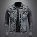 Loom Vintage 2023 Denim Men Trendy Brand European American Street Style Riding Motorcycle Workwear Turn-down Collar Youth_mkmklike.com