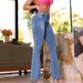 High Waist Flare Jeans For Women - Vintage Washed Denim Pants With Stretch, Comfortable & Stylish Bootcut Jeans, Blue_mkmklike.com