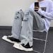 European And American High Street Vibe Pants Men's Tide Brand Design Sense Slightly Pull Jeans Zipper Split Fork Tooling Straight Pants Tide_mkmklike.com