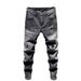 Slim Fit Jeans For Men Trendy Hand Embroidered Elastic Waist Skinny Trousers Gray Washed Summer Style_mkmklike.com
