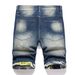 "Men's Distressed Denim Shorts – Retro Washed Blue & Black, Slim Fit, Stretch Comfort (Sizes 28-42)"_mkmklike.com