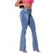High Waist Flare Jeans For Women - Vintage Washed Denim Pants With Stretch, Comfortable & Stylish Bootcut Jeans, Blue_mkmklike.com