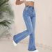 Women's High-Waisted Slim Fit Stretch Flared Jeans Casual Cotton Denim Versatile Fashionable Spring/Autumn Summer Clothing_mkmklike.com