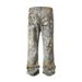 Men's High Street Style Washed Loose Wide Leg Digital Print Jeans With Wide Leg Design_mkmklike.com