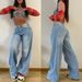 long wide leg pants hot girl loose wide leg jeans women's high waist trousers_mkmklike.com