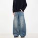 Vintage Washed Distressed Jeans – Retro Wide Leg Loose Fit For Men & Women, 90s Grunge Style With Curved Hem_mkmklike.com