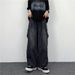 Vintage Loose Fit Cargo Jeans Retro Washed Denim Oversized Pockets Comfortable Dad Pants for Men And Women_mkmklike.com